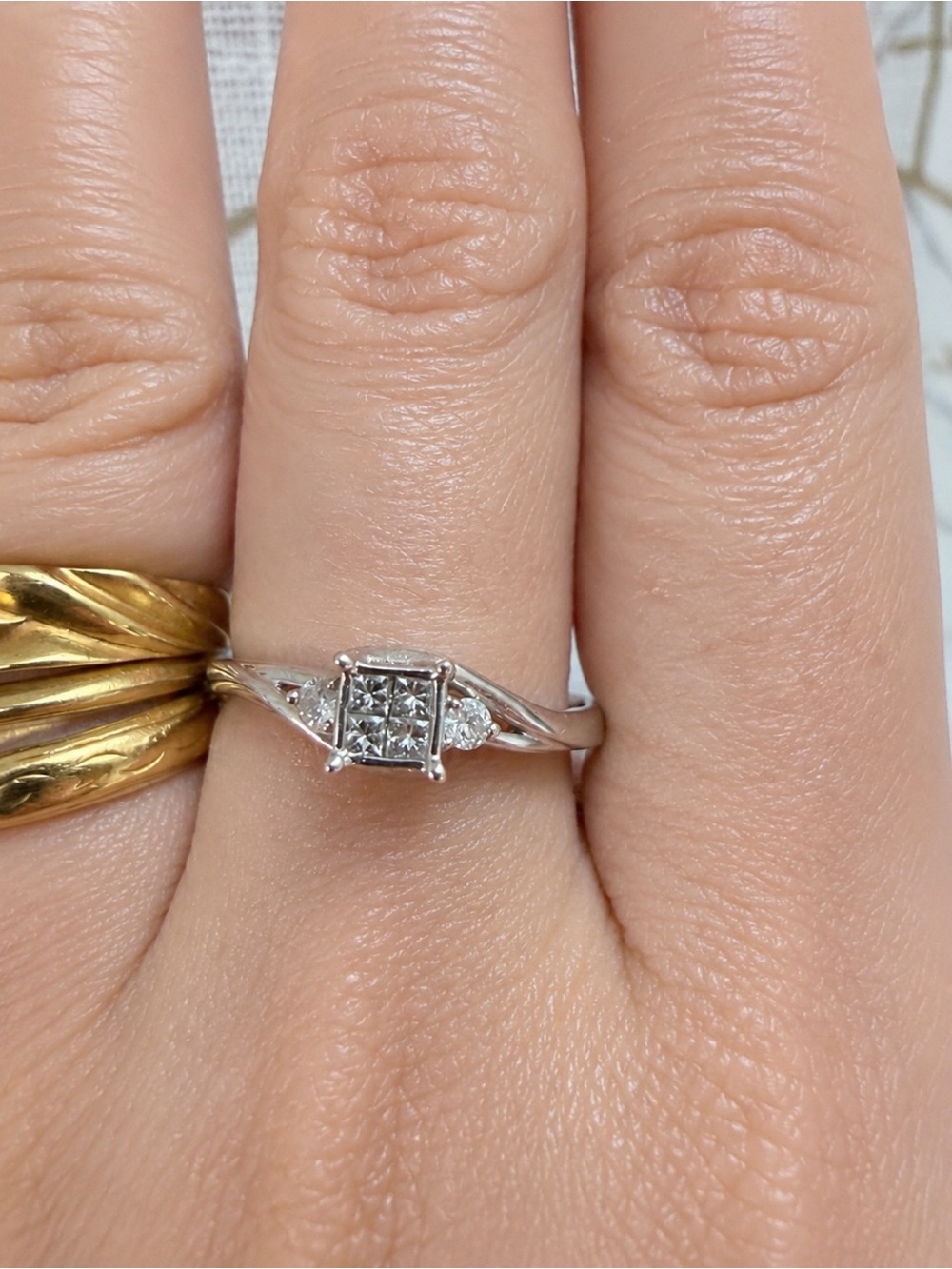 10k Solid Gold Princess Cut Diamond Engagement Ring